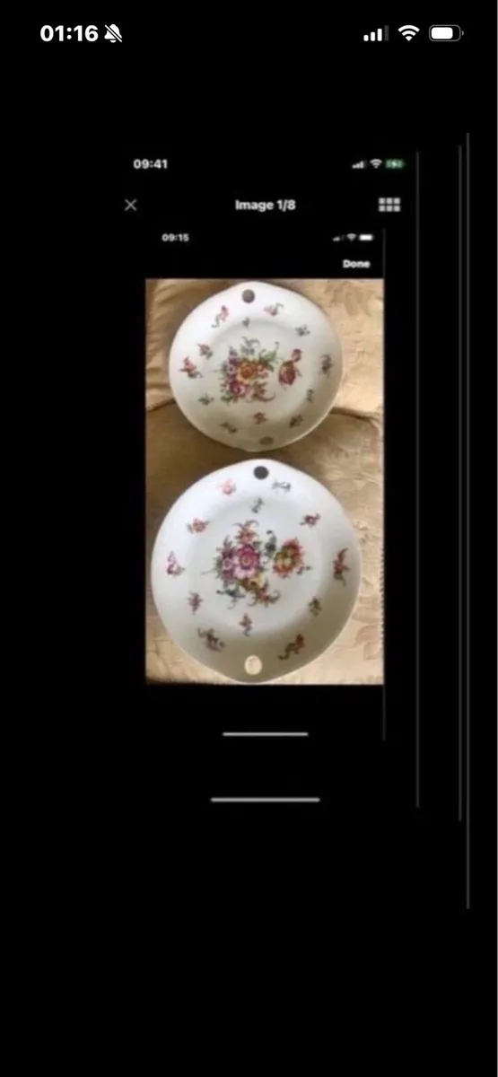 Antique Hand Painted Meissen Plate Set - Image 1
