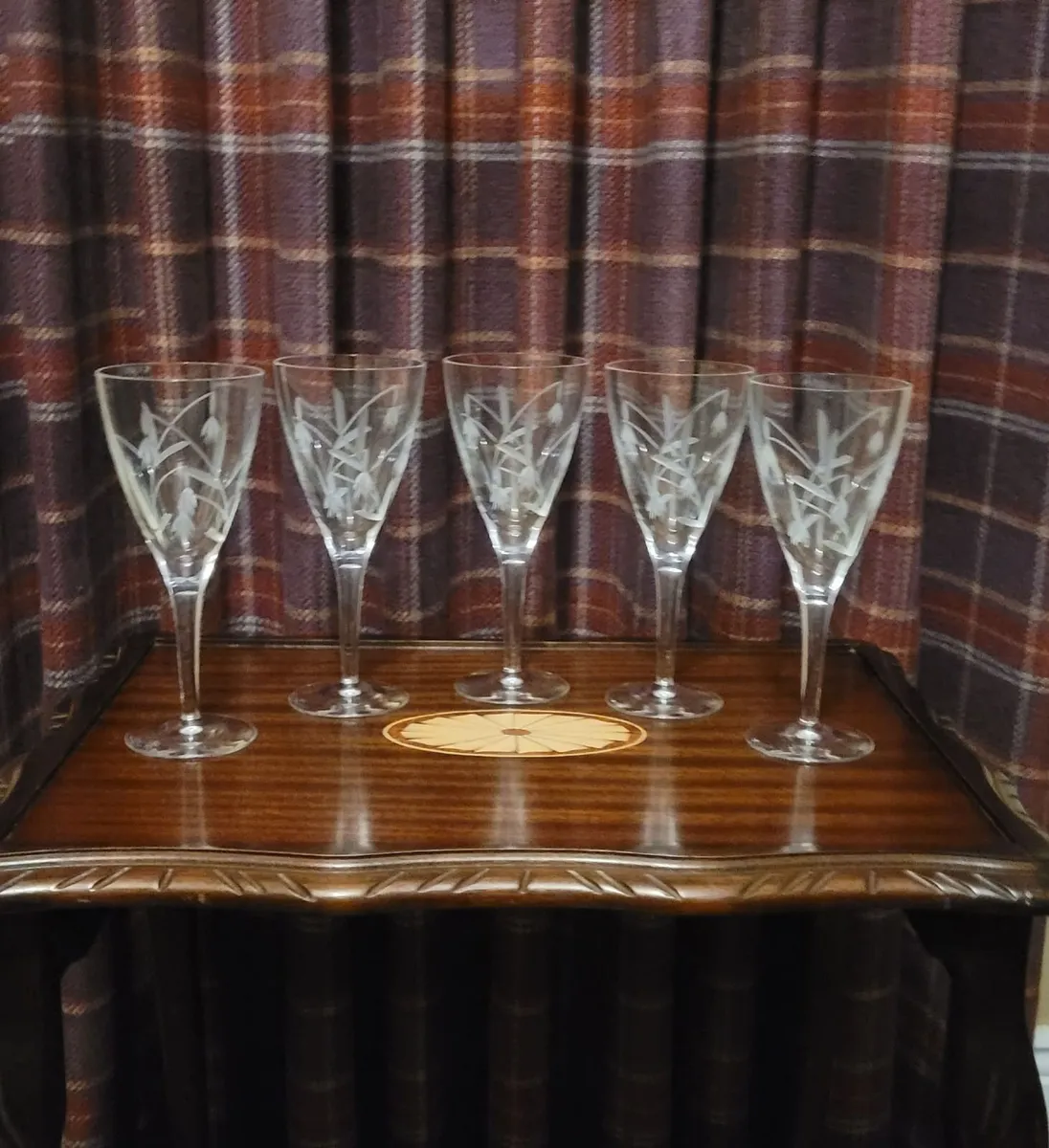 Crystal Wine Goblets x 5 - Image 1
