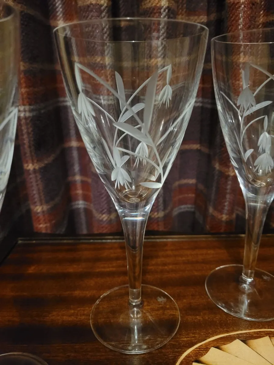 Crystal Wine Goblets x 5 - Image 2