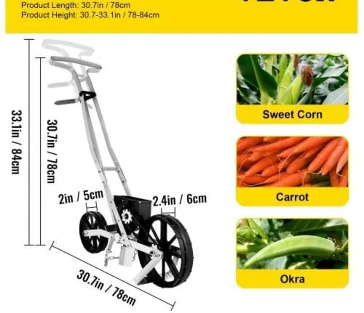 Garden Seeder, Metal Precision Garden Push Seeder - Image 2