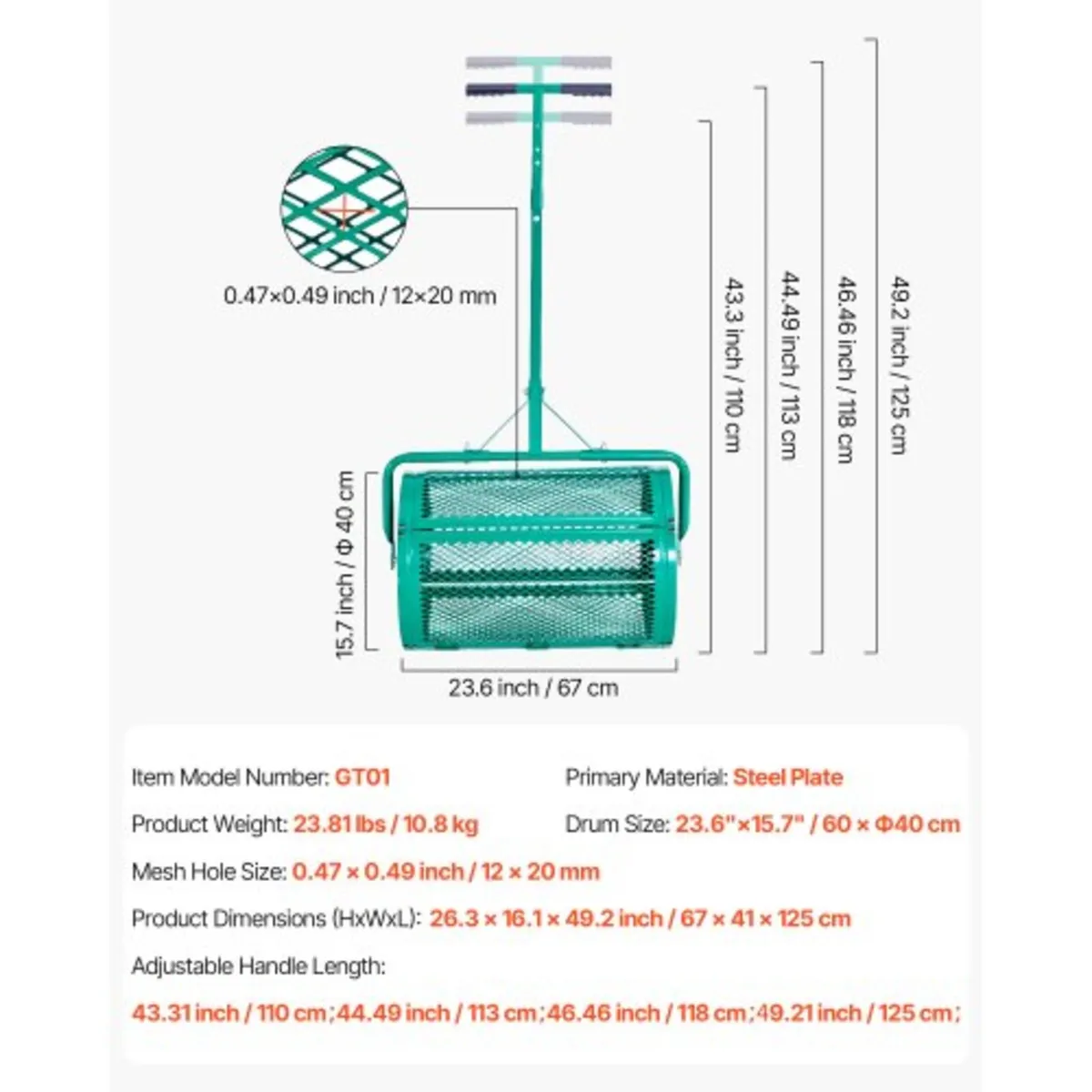 Compost Spreader, 24 in Wide Peat Moss Spreader wi - Image 4