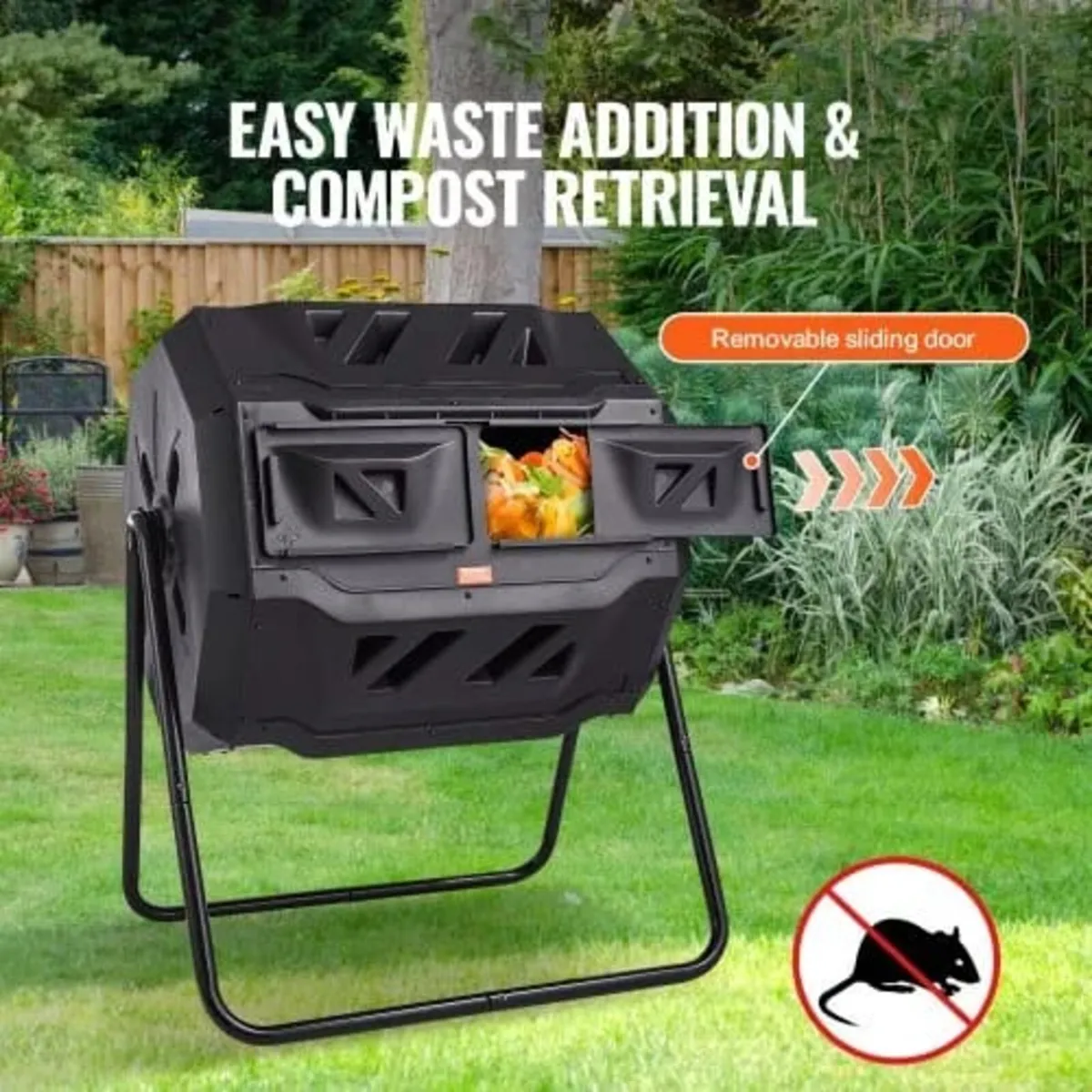 Compost Bin, 162.8 L Dual Chamber Composting Tumbl - Image 3