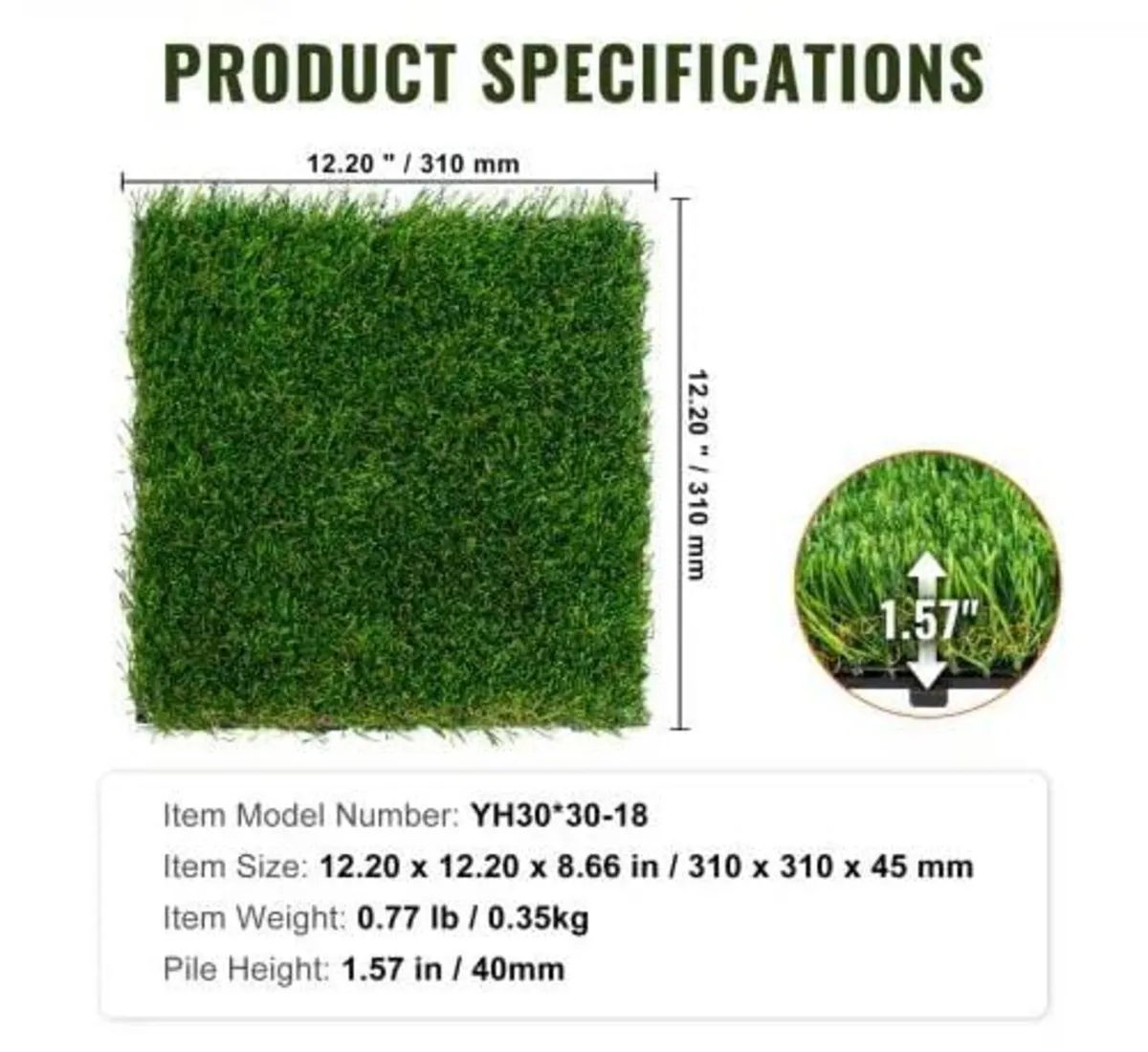 Artifical Grass Tiles Interlocking Turf Deck Set, - Image 2