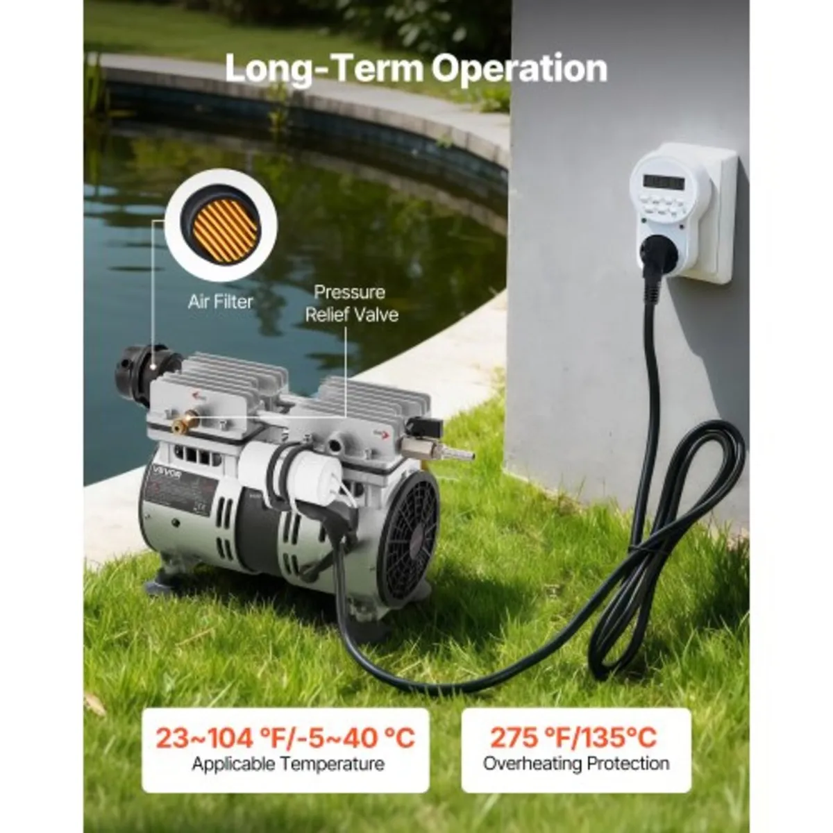 Pond Aerator, 5.2CFM 4/5HP Air Compressor, Lake Ae - Image 3