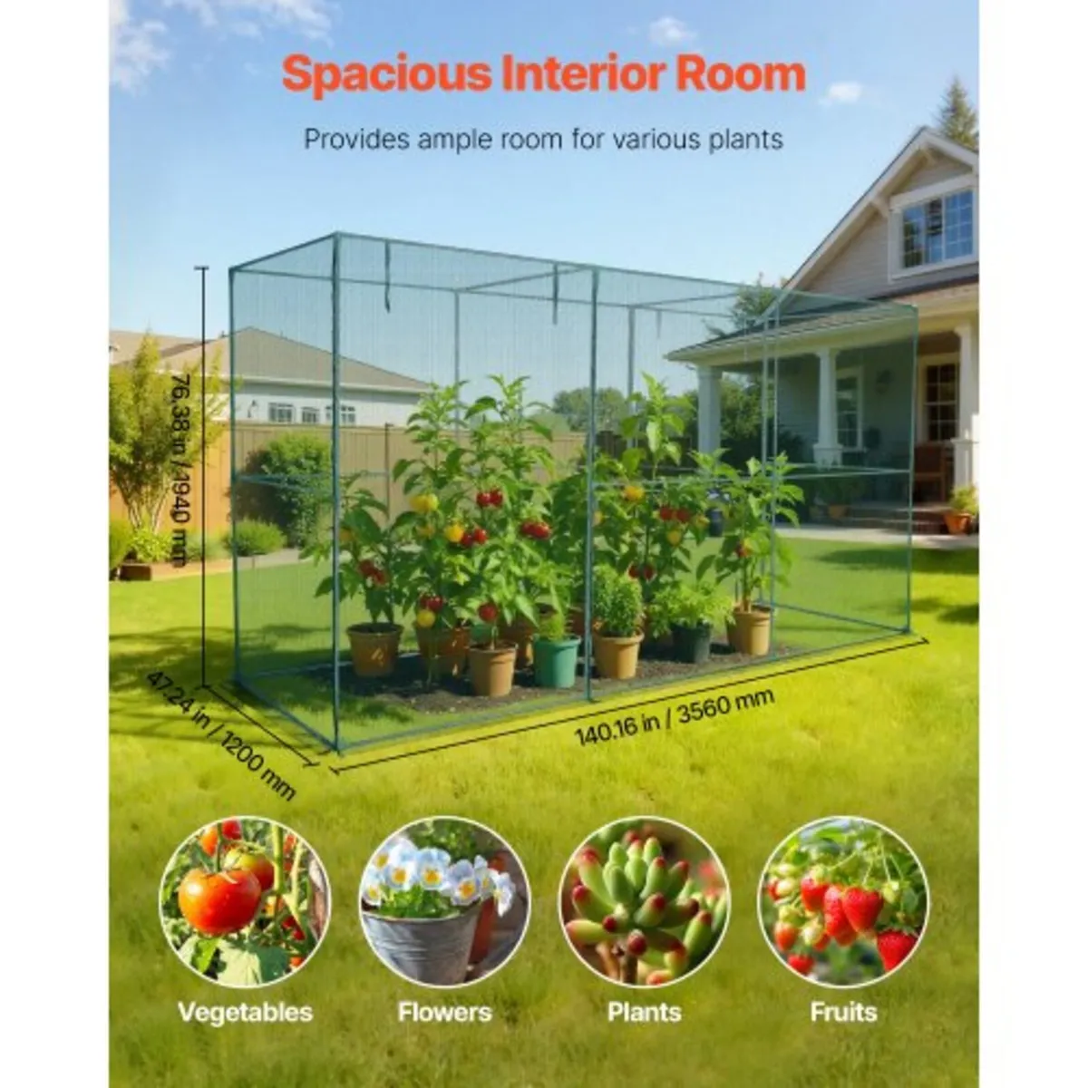 Crop Cage, 3.56 x 1.2 x 1.94 m Plant Protection Te - Image 4