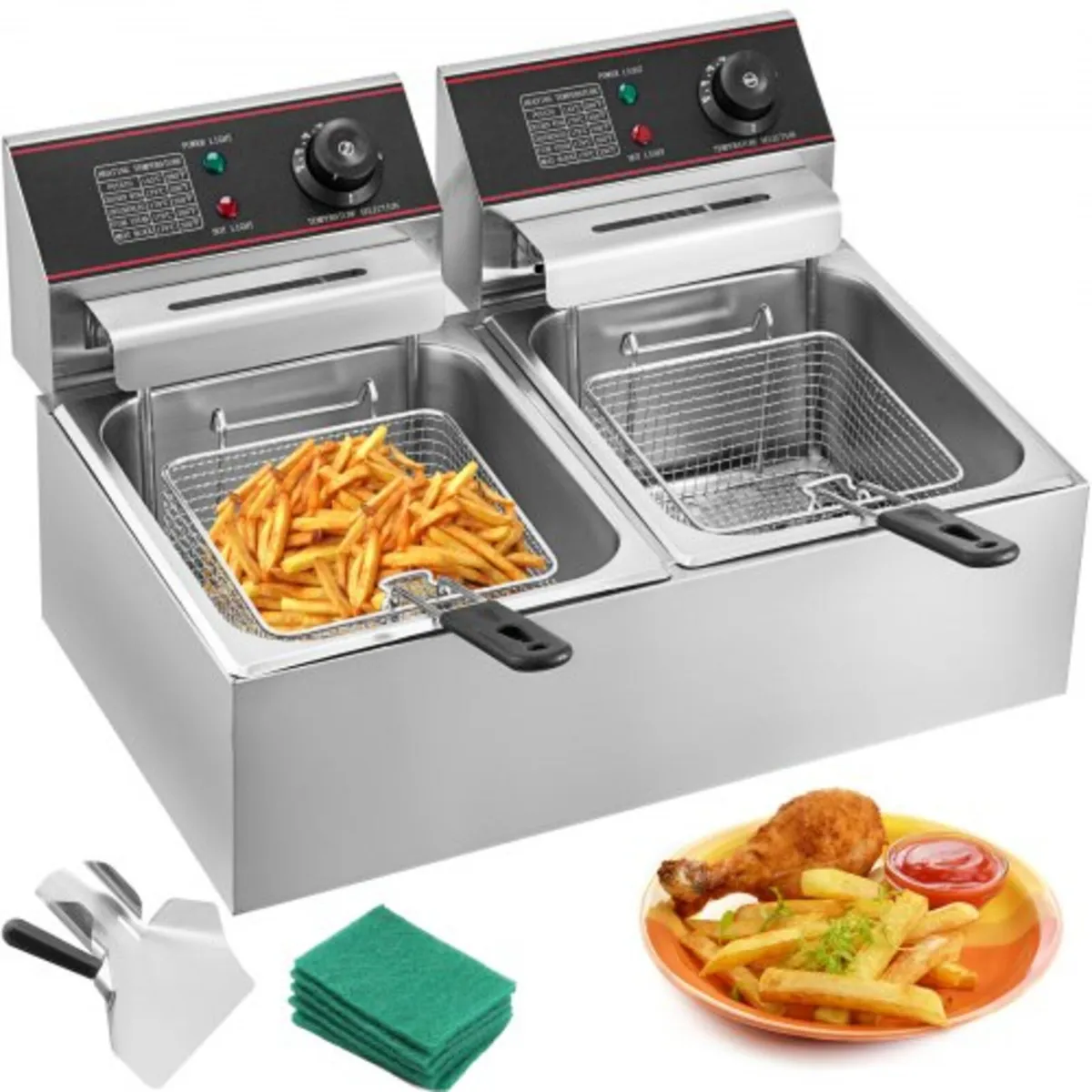 Double Deep Fat Fryer Large 5000W Commercial Deep - Image 1