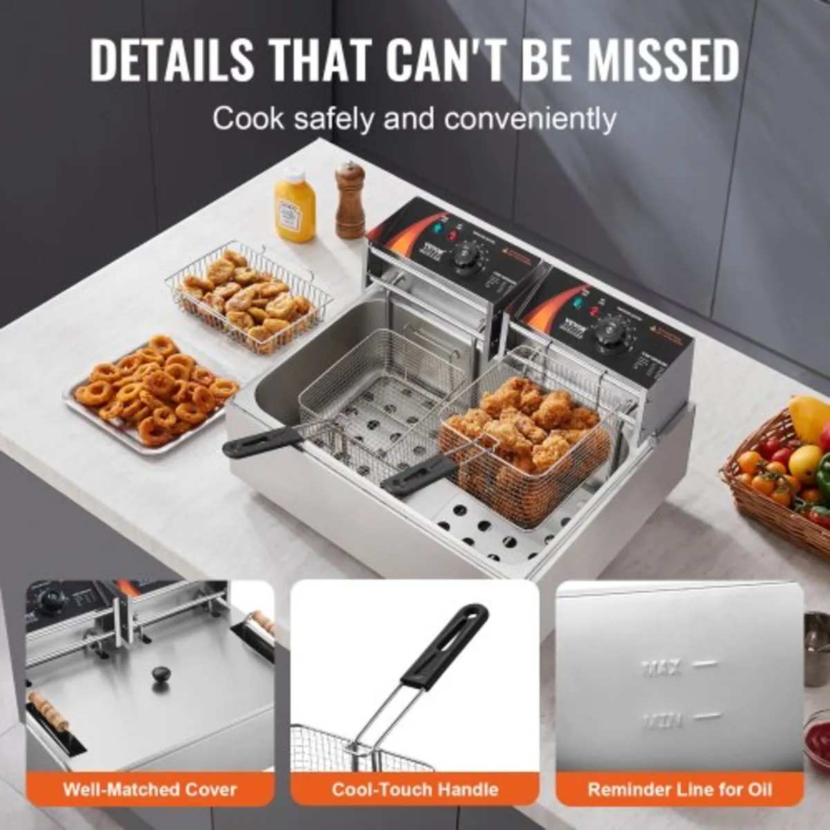 Deep Fryer, Electric Turkey Fryer with 3 Removable - Image 3