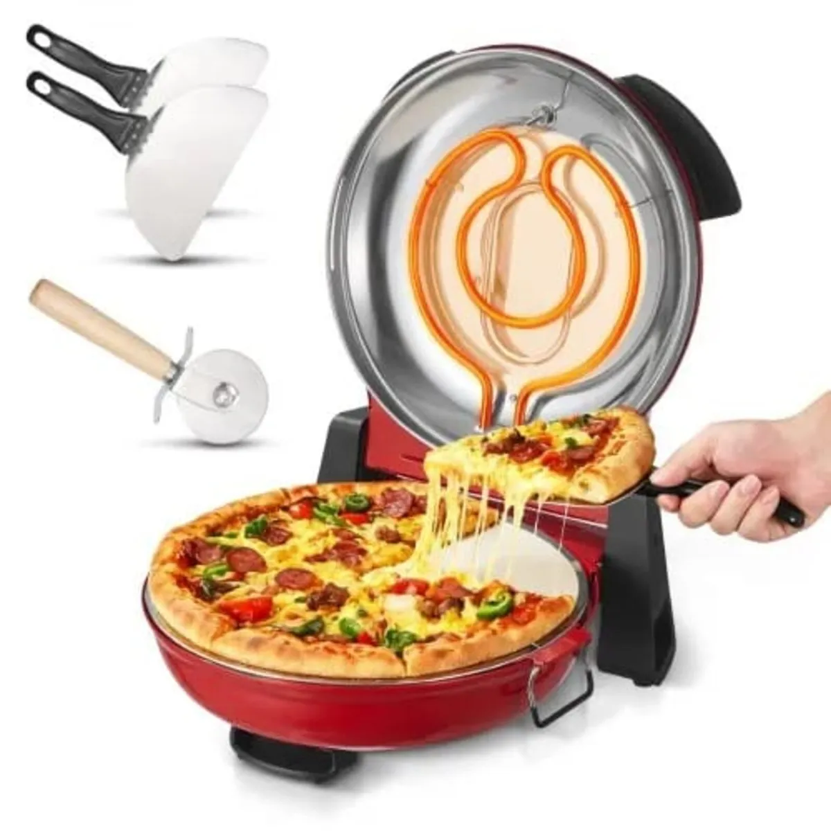 Pizza Oven, 304.8 mm Electric Pizza Maker, 1200W E - Image 1