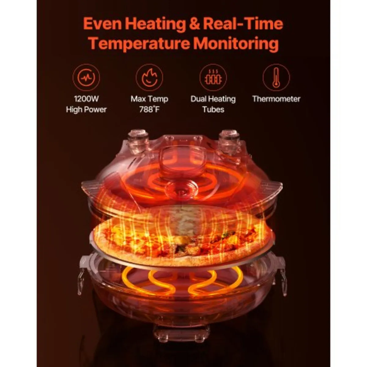 Pizza Oven, 304.8 mm Electric Pizza Maker, 1200W E - Image 4