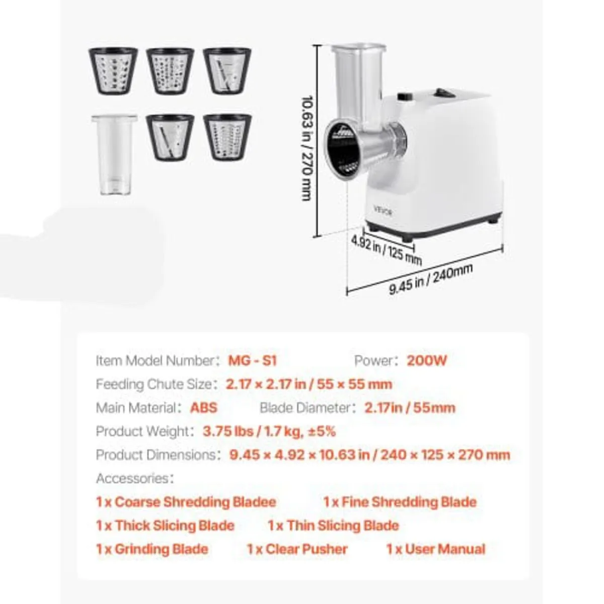 Electric Cheese Grater Salad Maker, 200W Salad Sho - Image 3