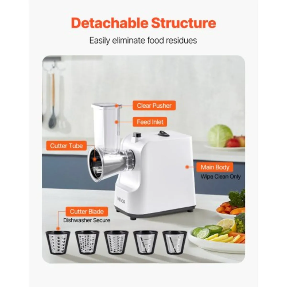 Electric Cheese Grater Salad Maker, 200W Salad Sho - Image 4