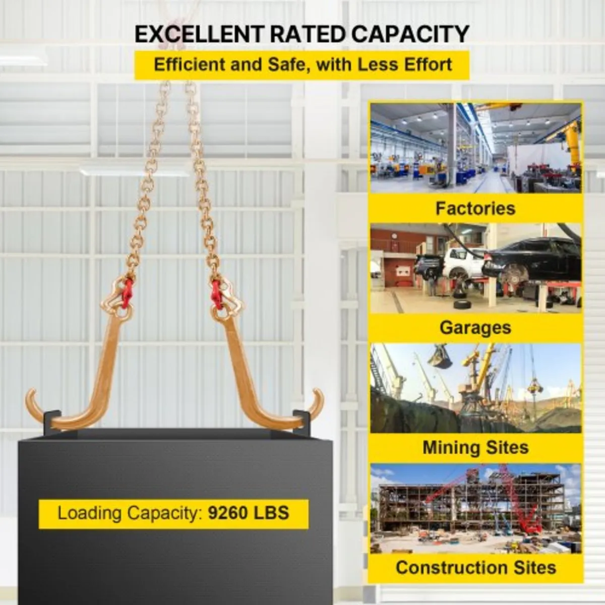 V Bridle Chain, 8 mm x 60 cm Bridle Tow Chain, Gra - Image 3