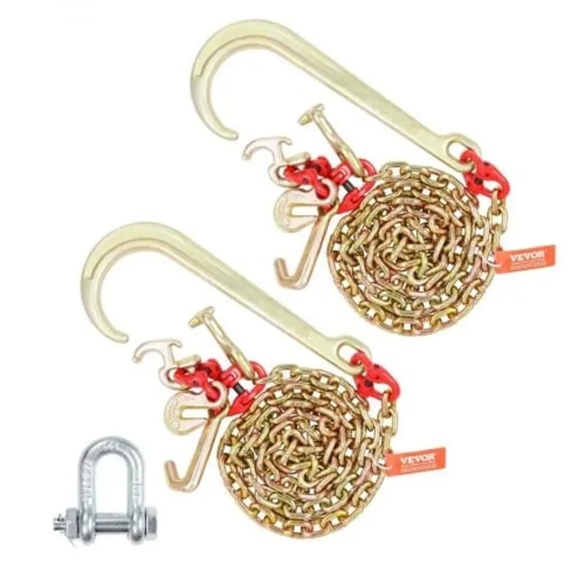 J Hook Chain, 2PCS 5/16" x 6' G80 15" Long Shank J - Image 1