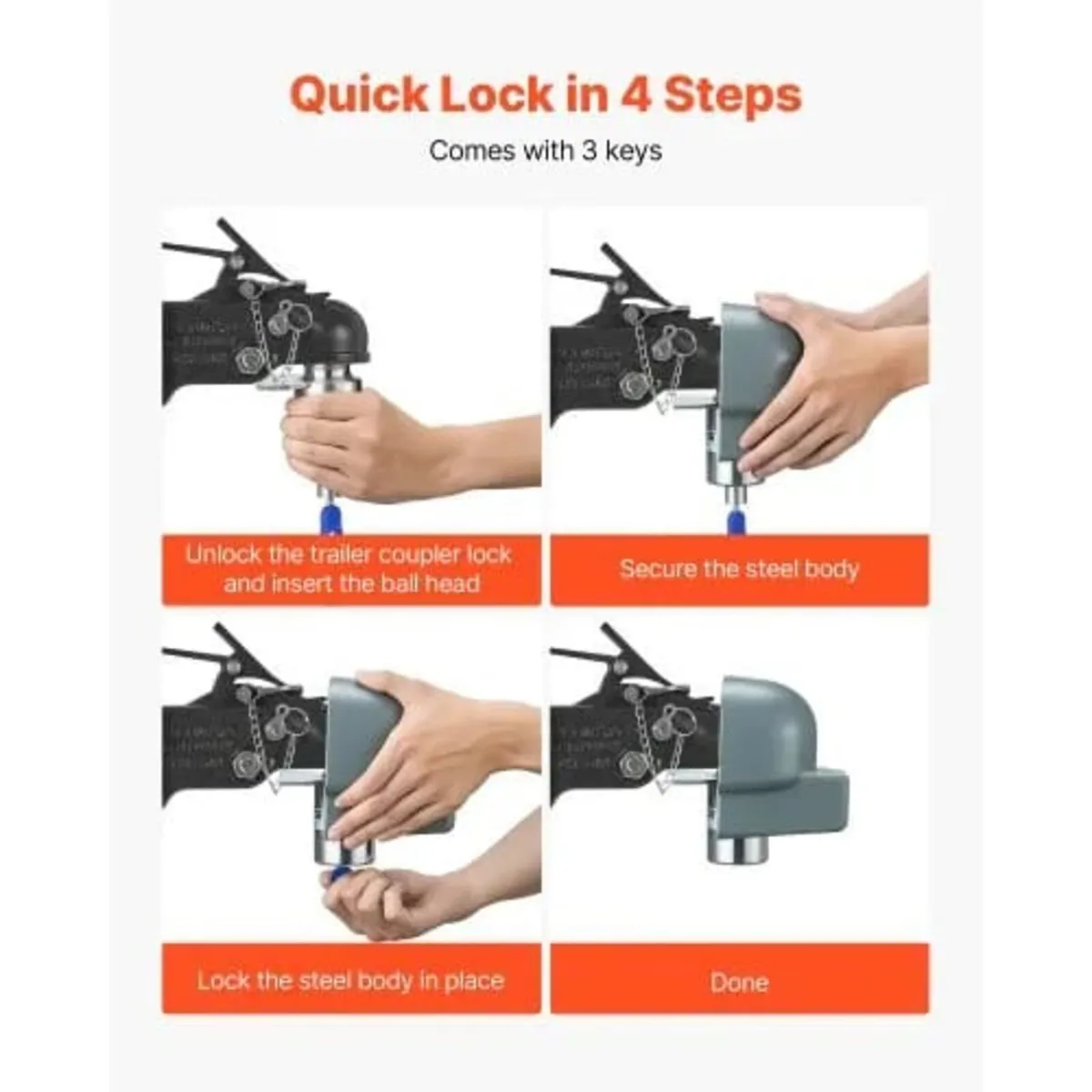 Trailer Coupler Lock, Fits 58.6 mm Cast/Bulldog Tr - Image 2