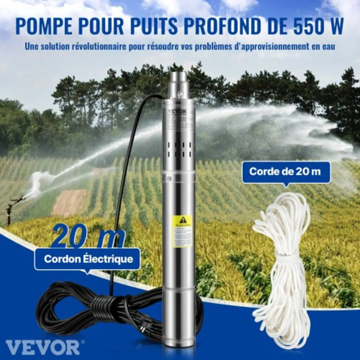 Deep Well Submersible Pump, 550W 230V/50Hz, 35L/mi - Image 3