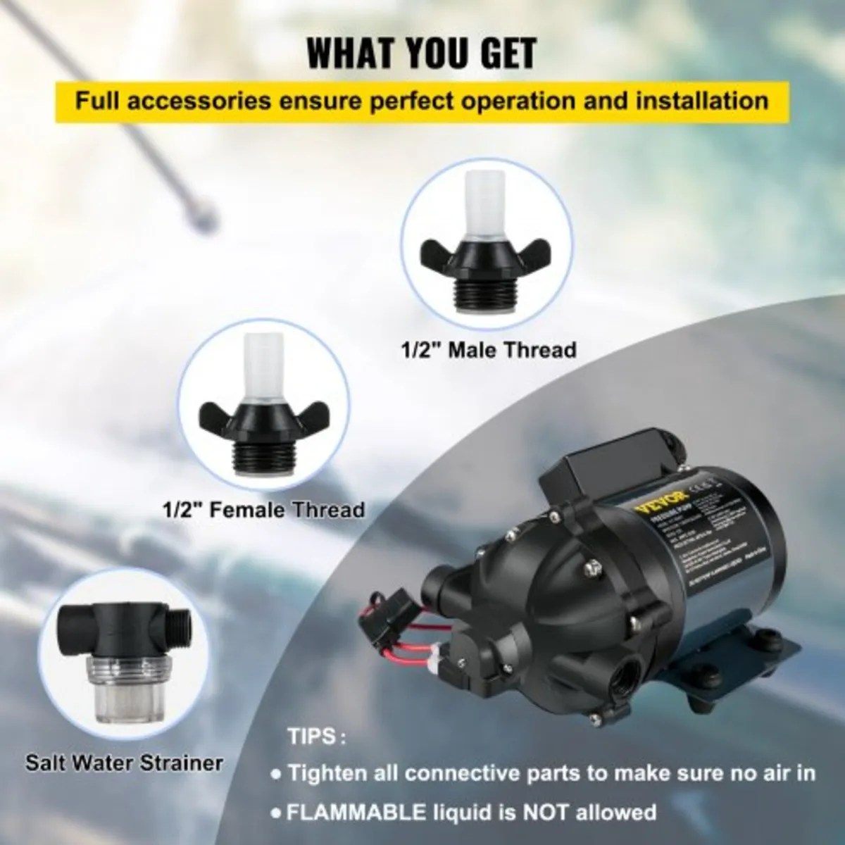 Washdown Pump, 12V DC, 26 L/min(7 GPM) 4 bar(60 PS - Image 4