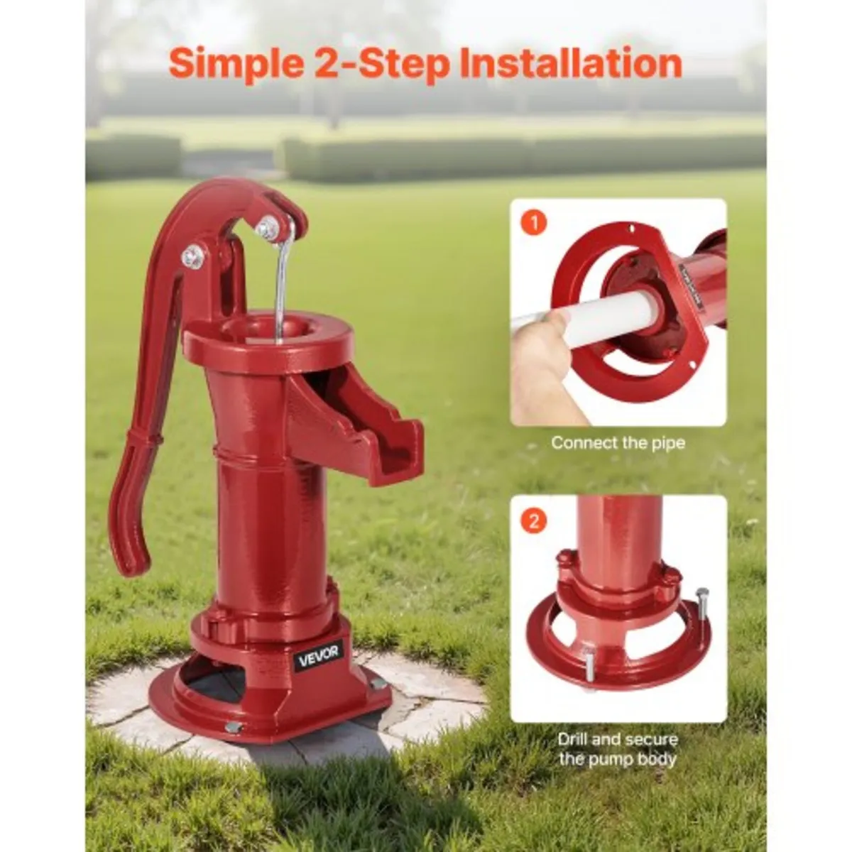 Well Hand Pitcher Pump, 25 ft Maximum Lift, Antiqu - Image 2