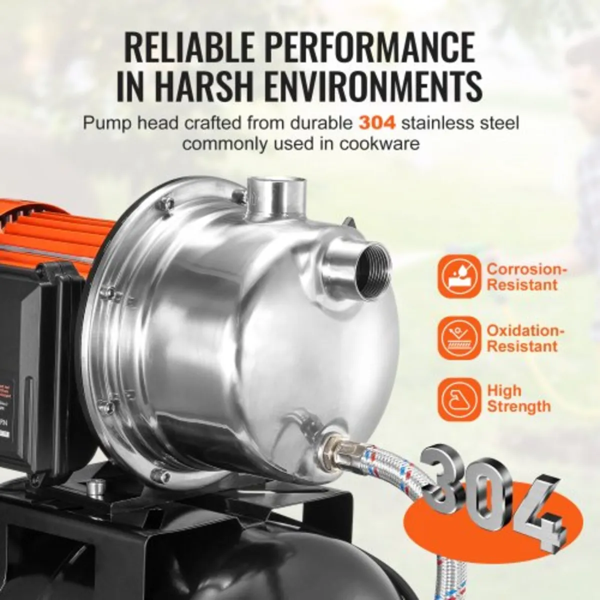 745 W(1 HP) Shallow Well Pump with Pressure Tank, - Image 4