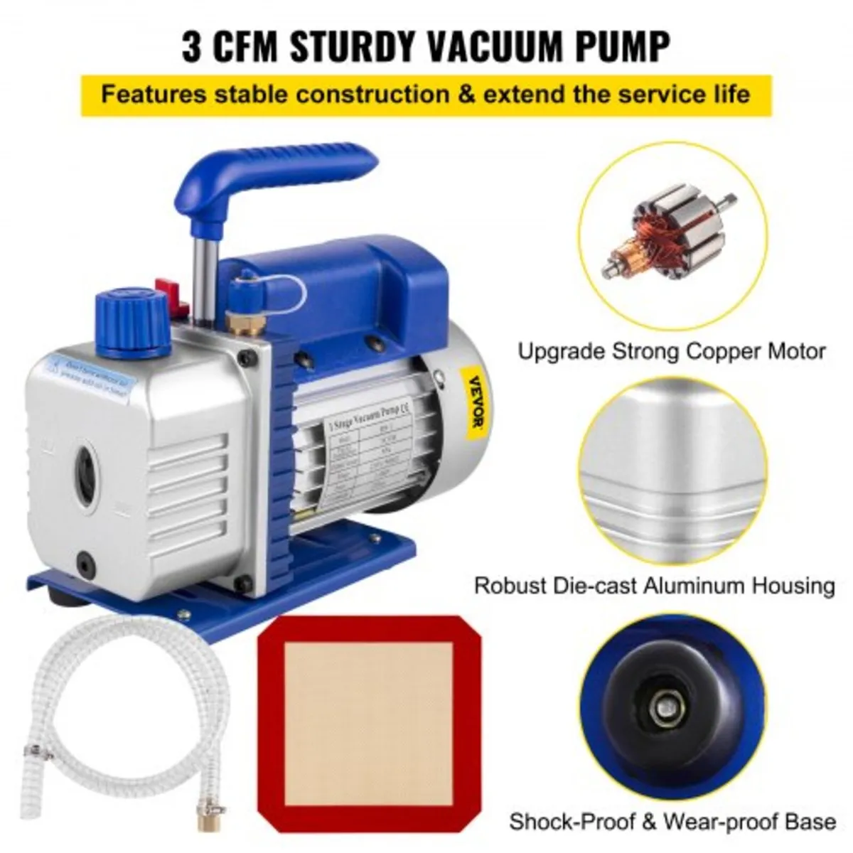 3 CFM 1/4HP Single Stage Vacuum Pump,3 Gallon(13 L - Image 2