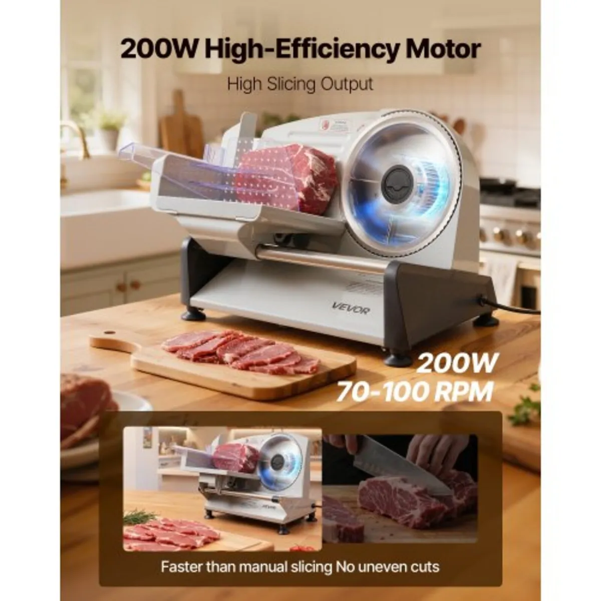 Meat Slicer, 200W Electric Deli Slicer Machine wit - Image 3