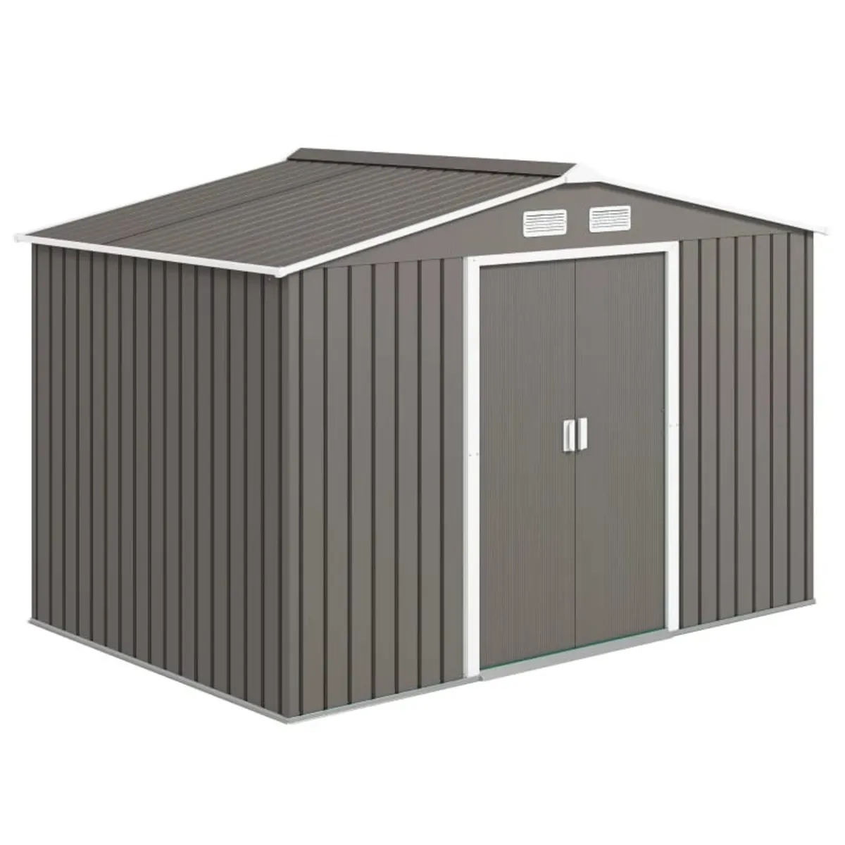 9 x 6FT Outdoor Garden Roofed Metal Storage Shed T - Image 1