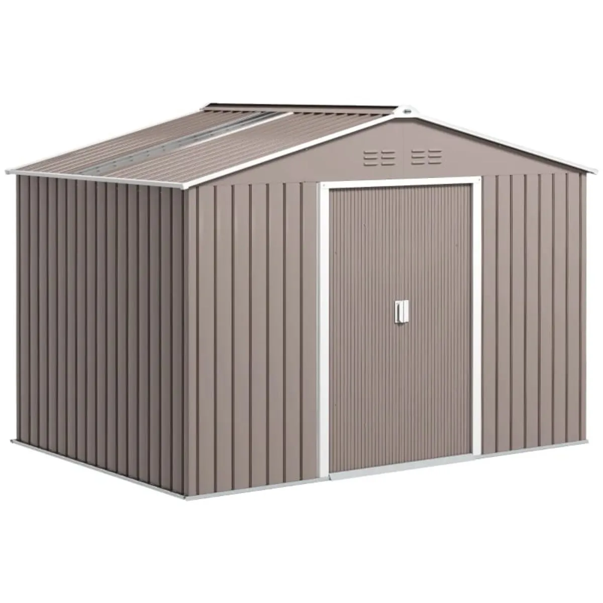 Metal Tool Shed with Sliding Doors and Ventilation - Image 1