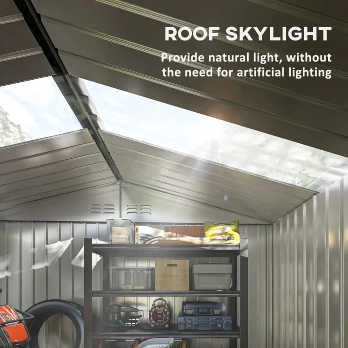 Metal Tool Shed with Sliding Doors and Ventilation - Image 4