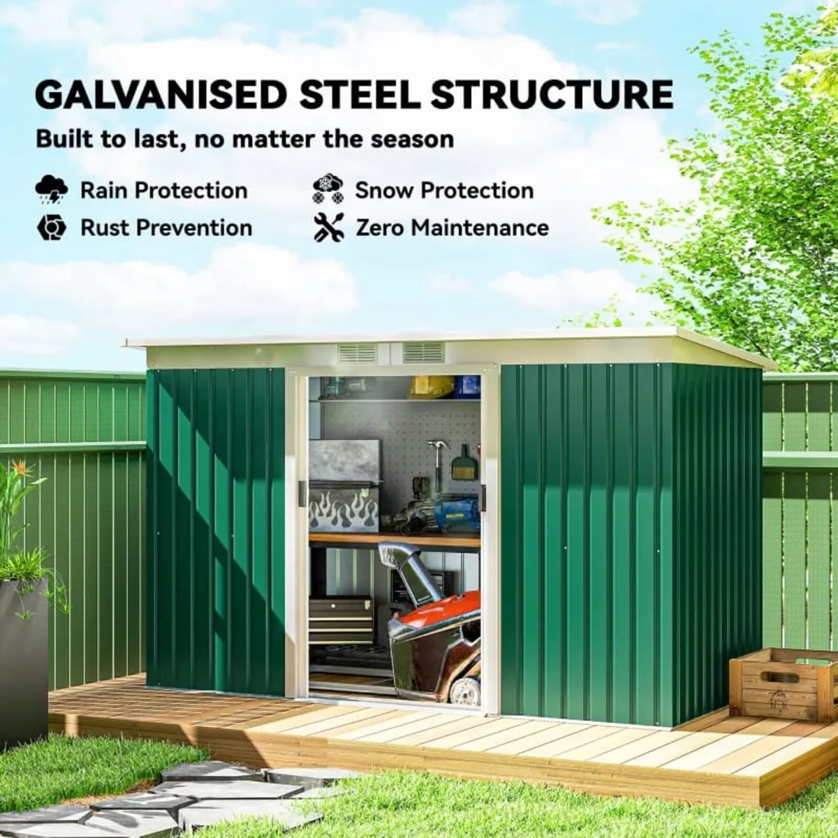 4ft x 9ft Steel Garden Tool Shed

Features:
Spacio - Image 4