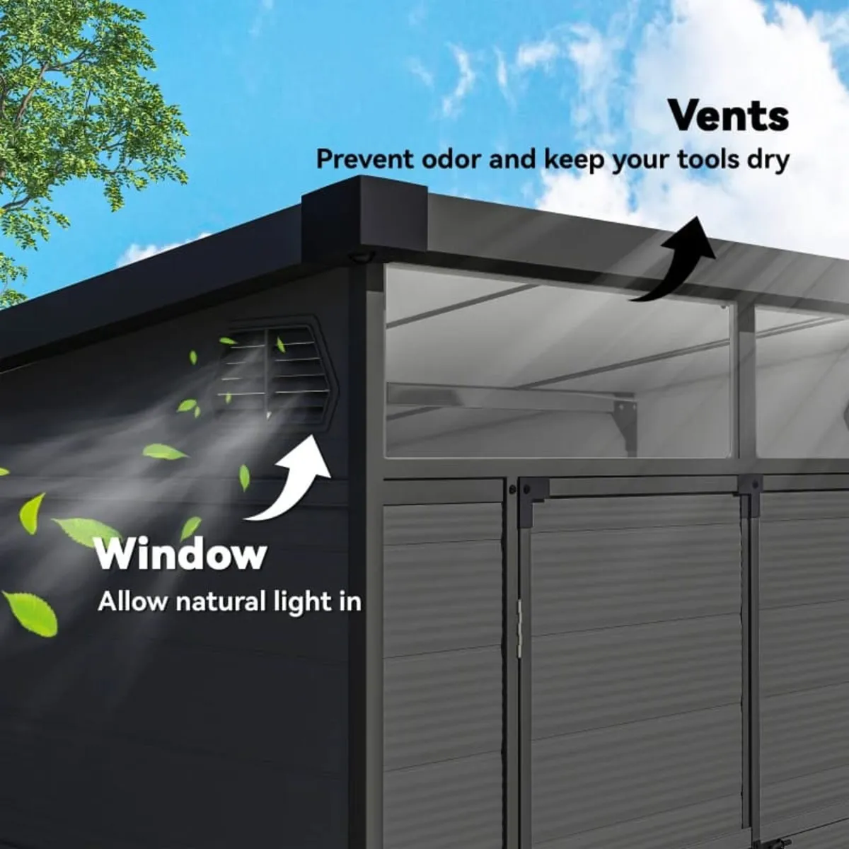 6 x 6ft Outdoor Storage Shed, Plastic Garden Shed - Image 2