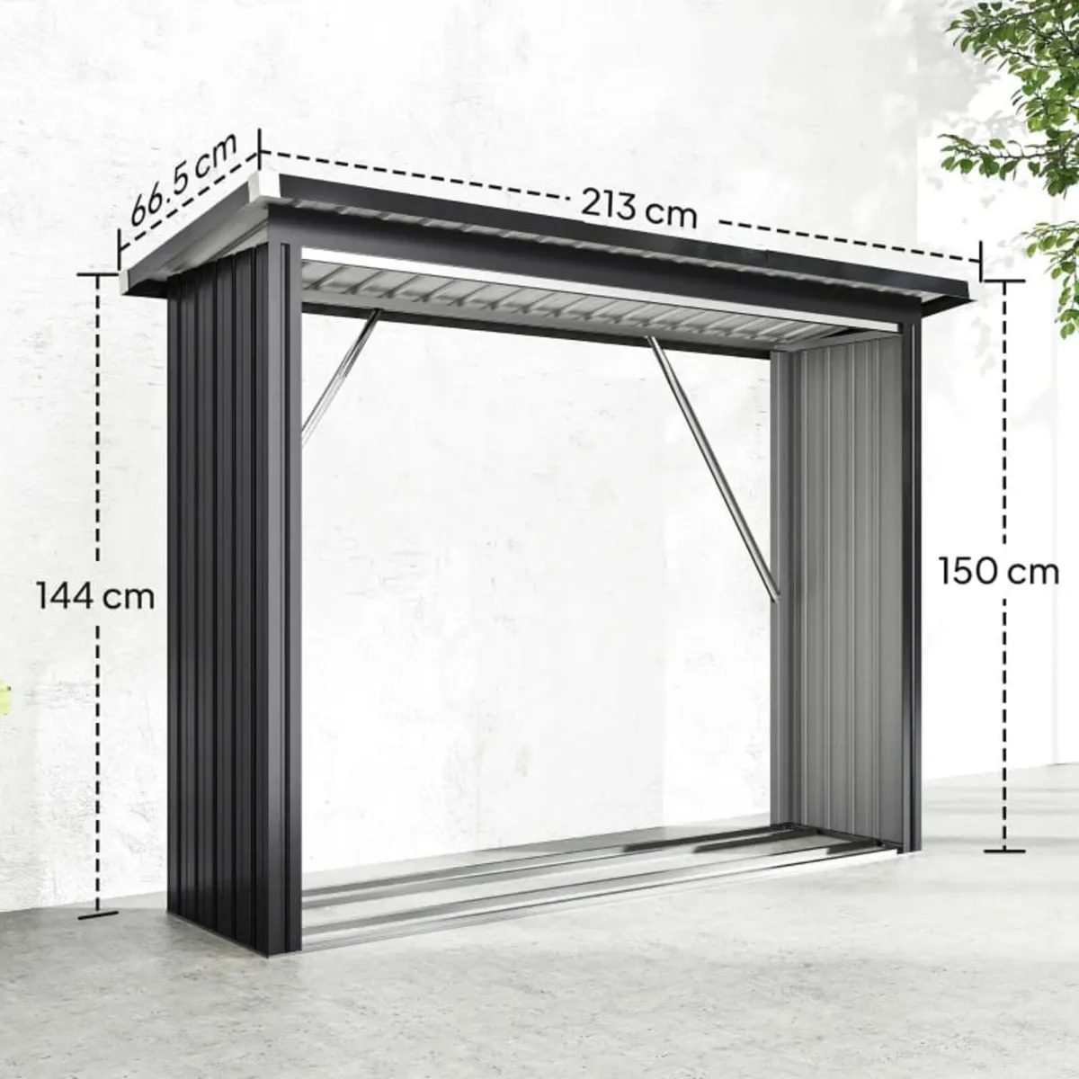 Covered Log Shelter Firewood Rack with Elevated Fl - Image 4