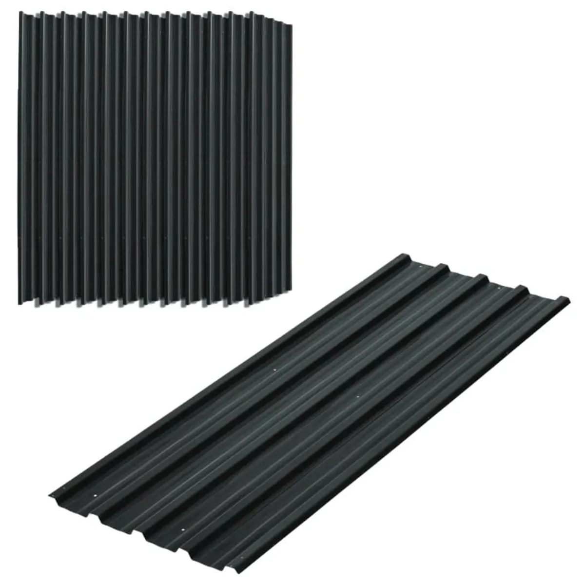 Set of 12 Corrugated Steel Roof Sheet Panels - Dar - Image 1