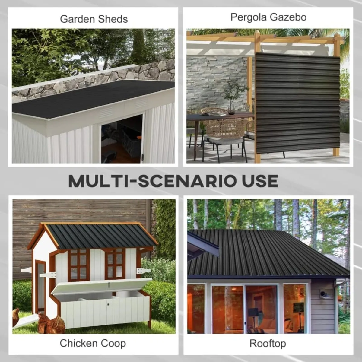 Set of 12 Corrugated Steel Roof Sheet Panels - Dar - Image 2