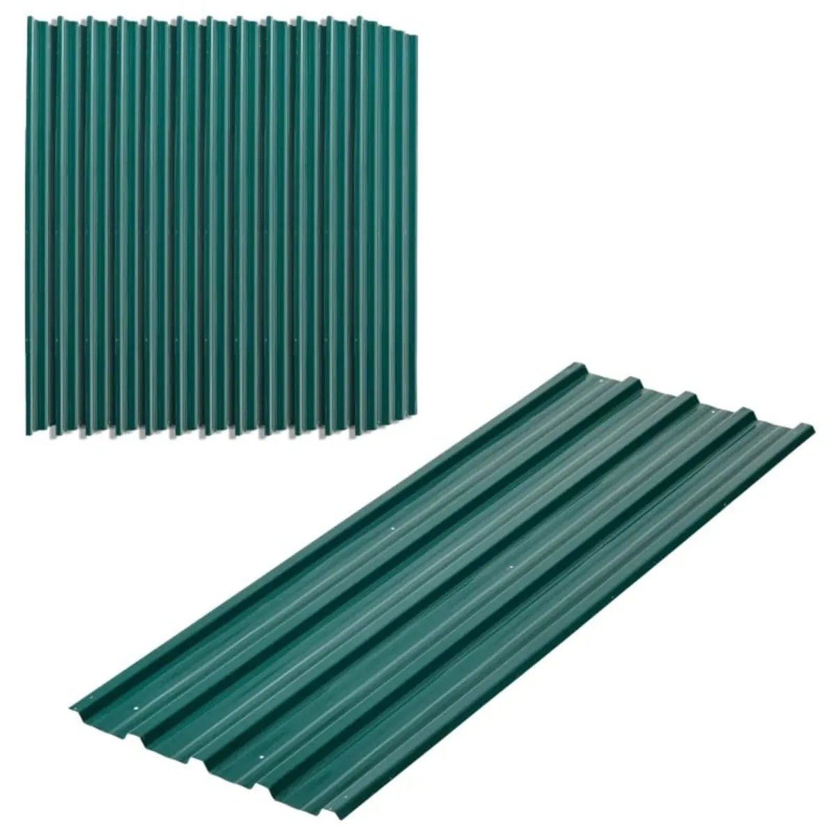 Set of 12 Corrugated Steel Roof Sheet Panels - Gre - Image 1