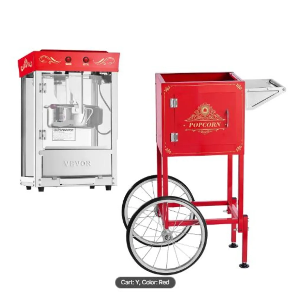 Popcorn Machine with Cart, 0.2kg Stainless Steel - Image 4