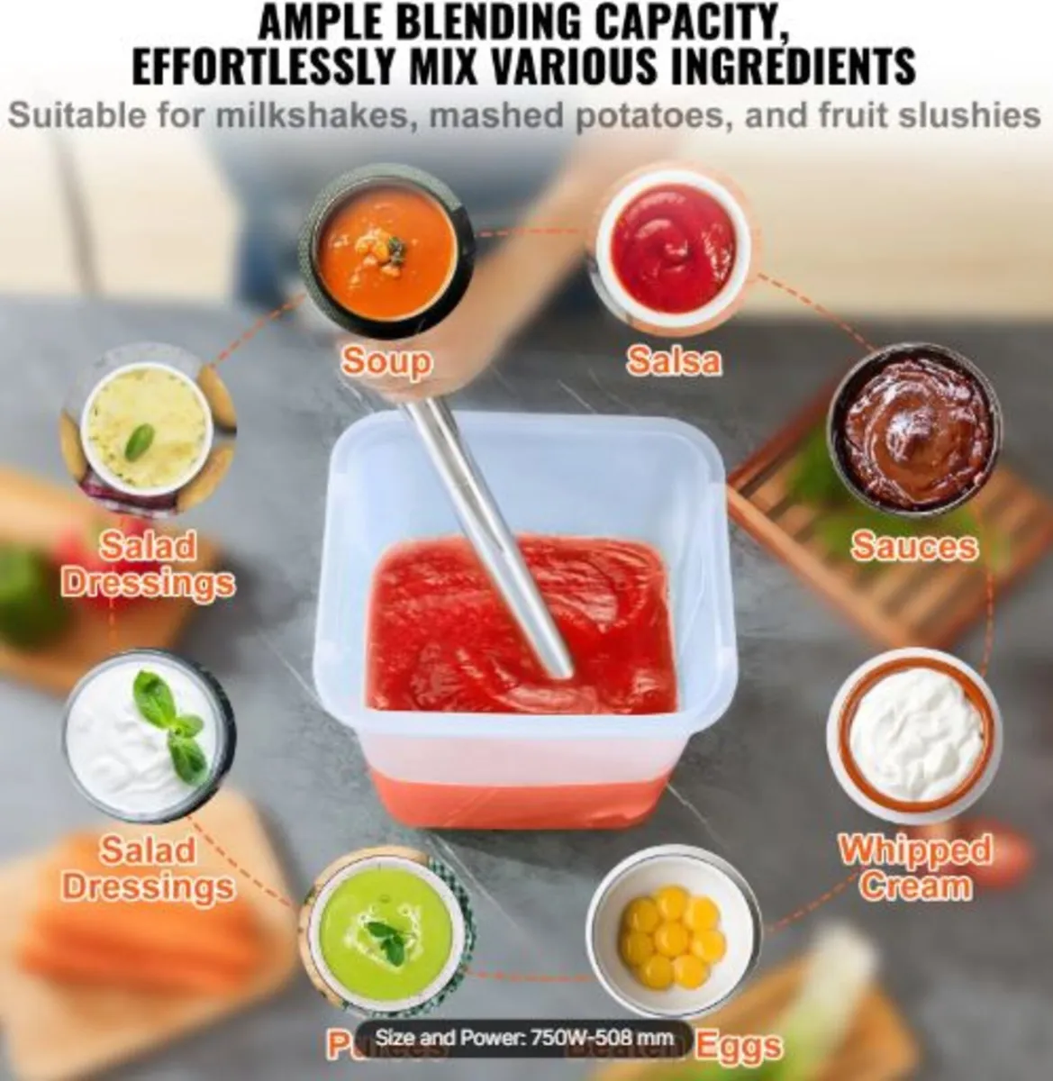 Commercial Immersion Blender, 750 Watt Heavy Duty - Image 3