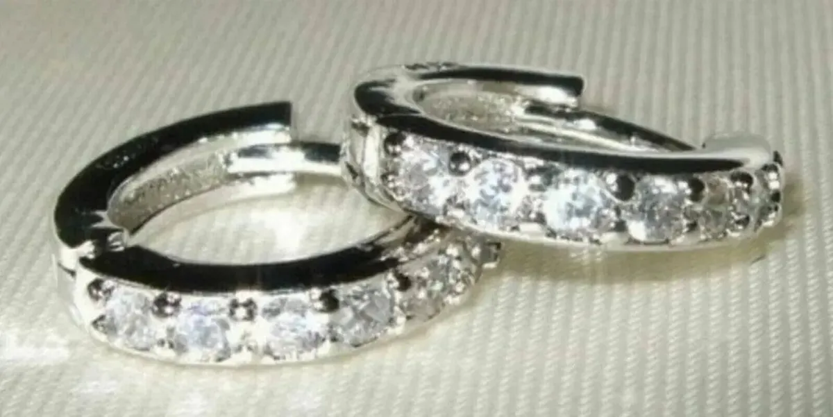 Hallmarked Silver 'Huggie' Earrings - Image 1