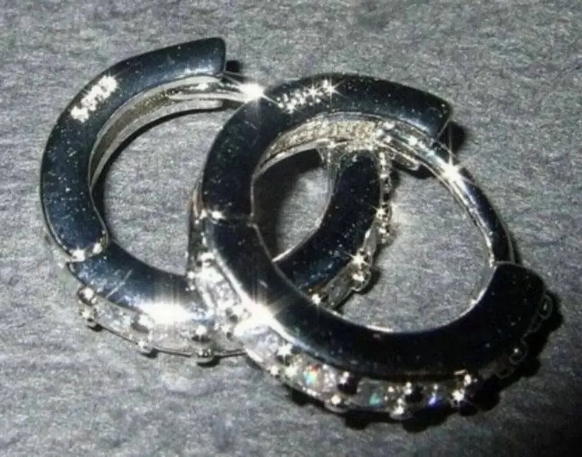 Hallmarked Silver 'Huggie' Earrings - Image 2