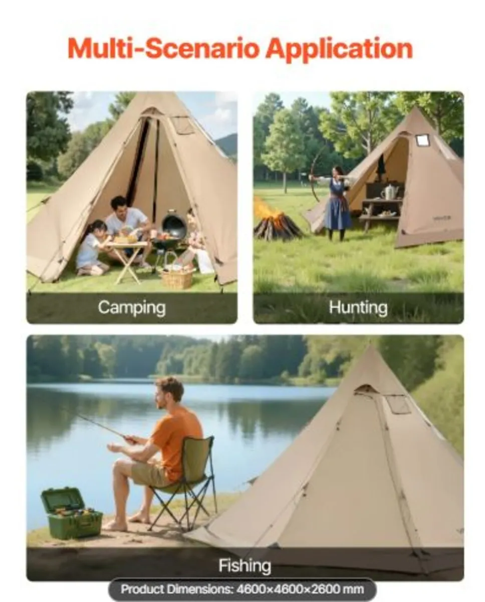 Hot Tent for 4-6 Persons, Portable Winter Tipi - Image 3