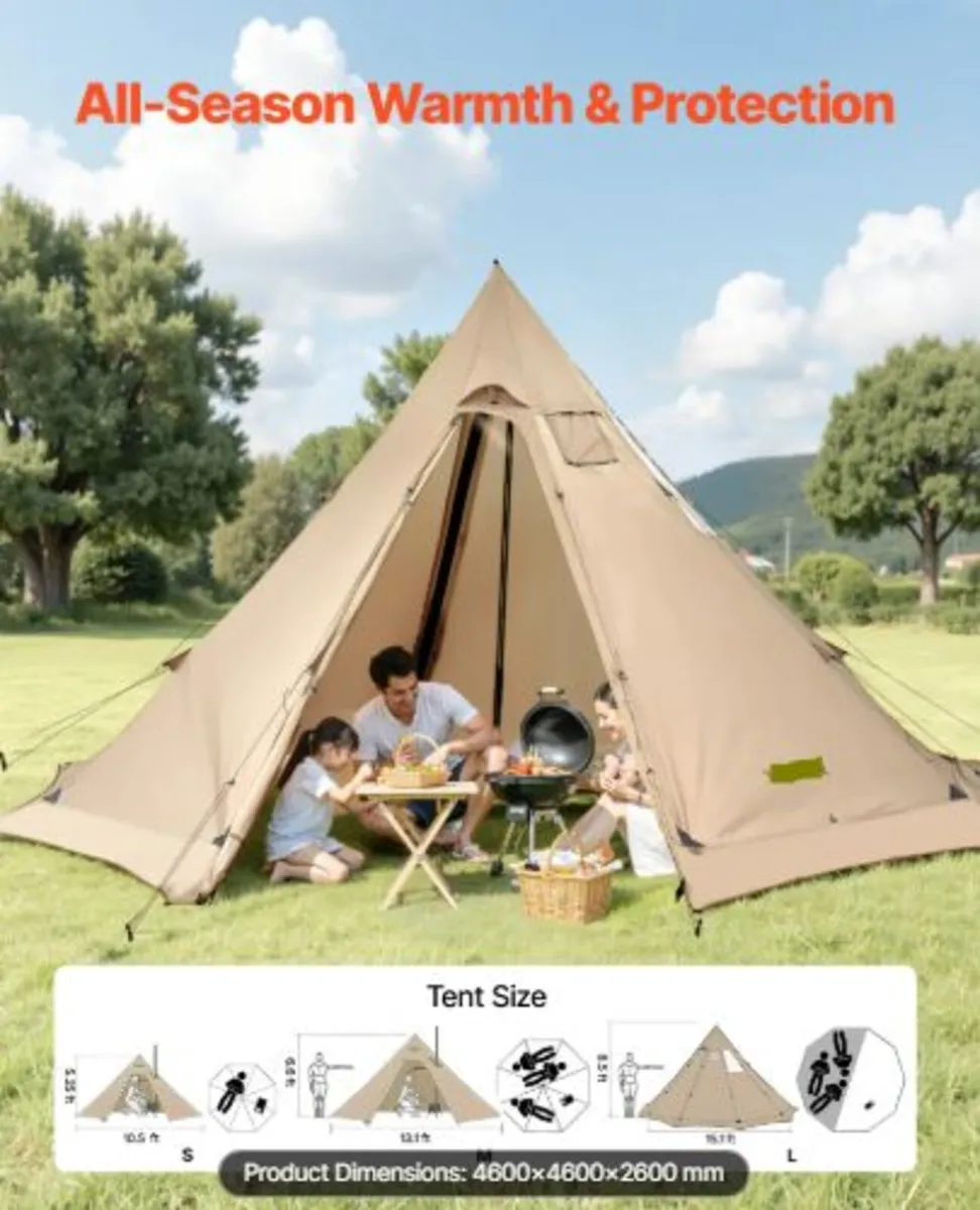 Hot Tent for 4-6 Persons, Portable Winter Tipi - Image 2