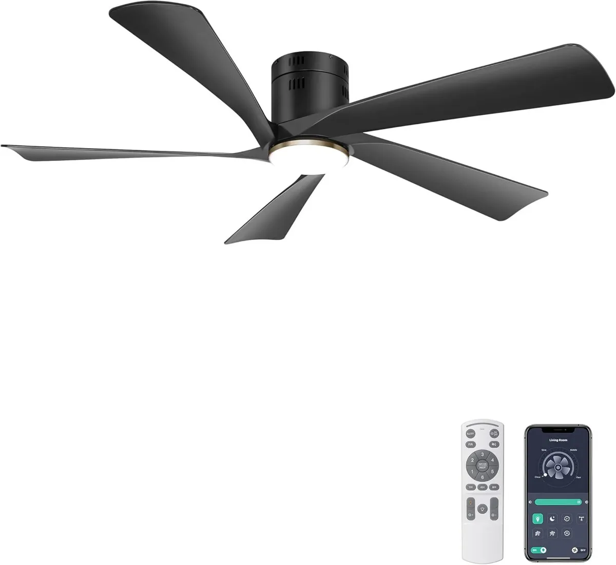 52 inch Low Profile Ceiling Fan with Lights - Image 1