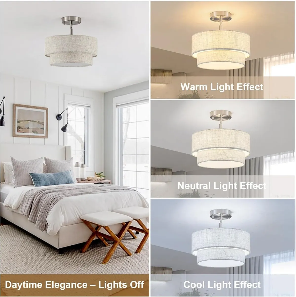 Chrome Ceiling Lights Living Room 3-Light Modern - Image 2