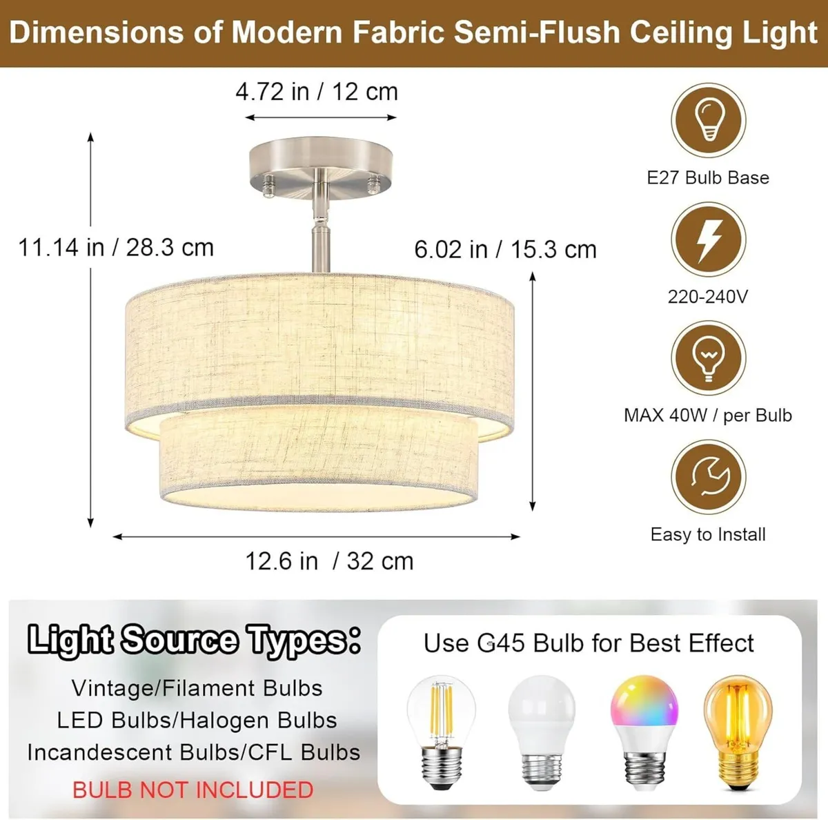 Chrome Ceiling Lights Living Room 3-Light Modern - Image 3