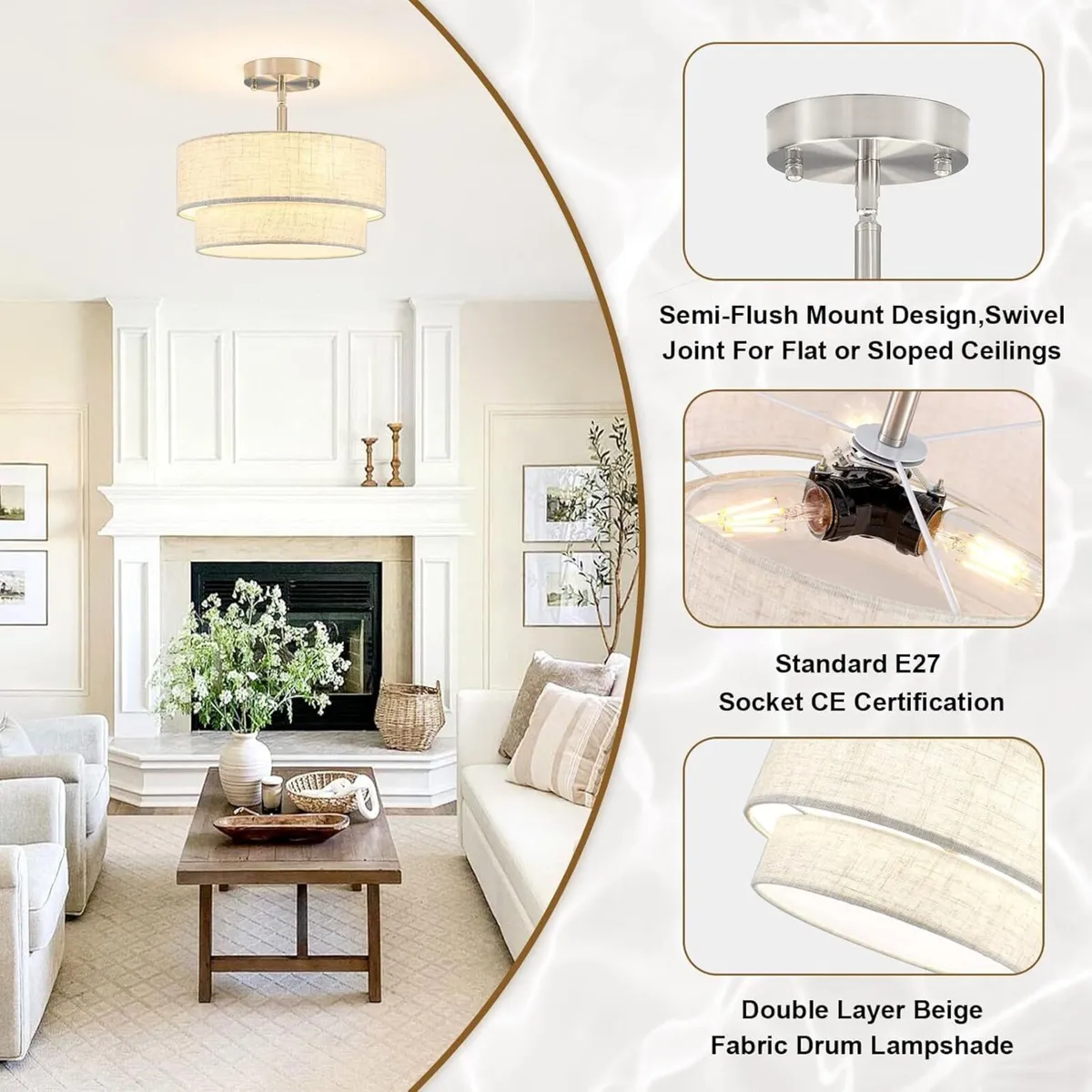 Chrome Ceiling Lights Living Room 3-Light Modern - Image 4