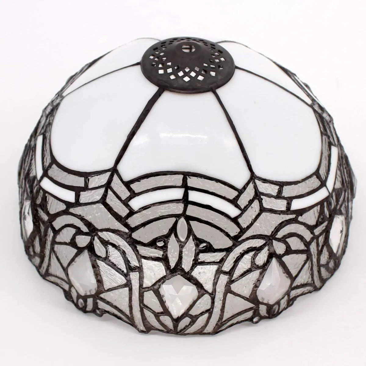 Tiffany Lamp White Bent Stained Glass Bedside - Image 4