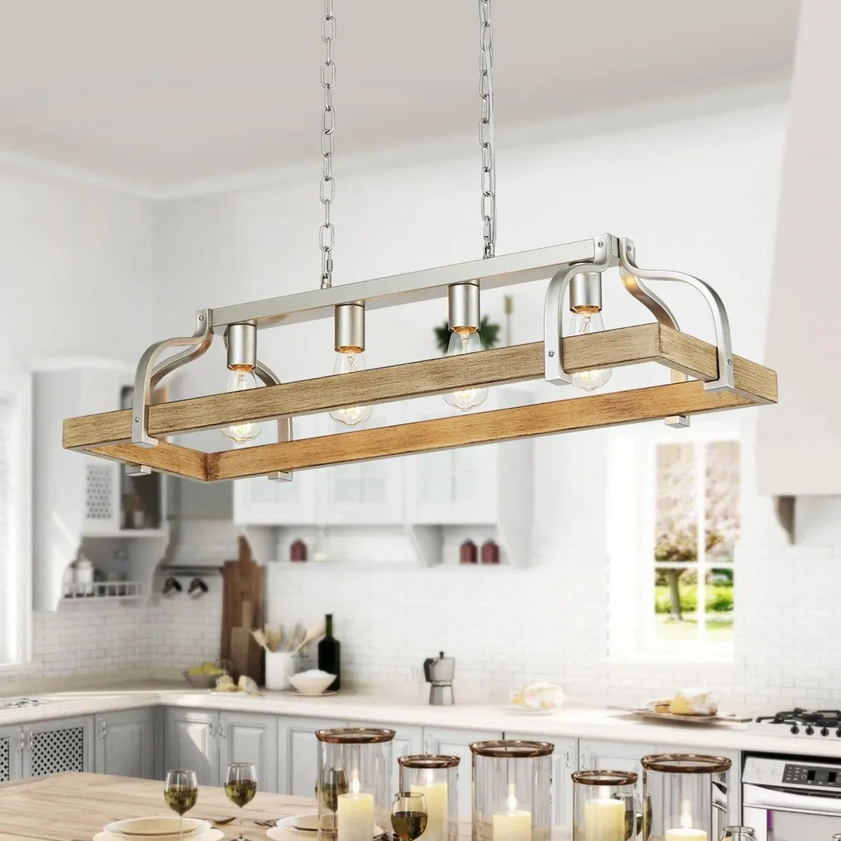 4-Light Metal Pot Hanging Rack Chandelier - Image 1