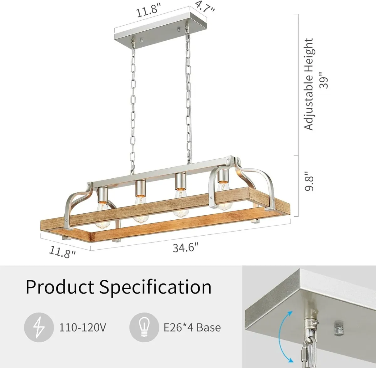 4-Light Metal Pot Hanging Rack Chandelier - Image 2