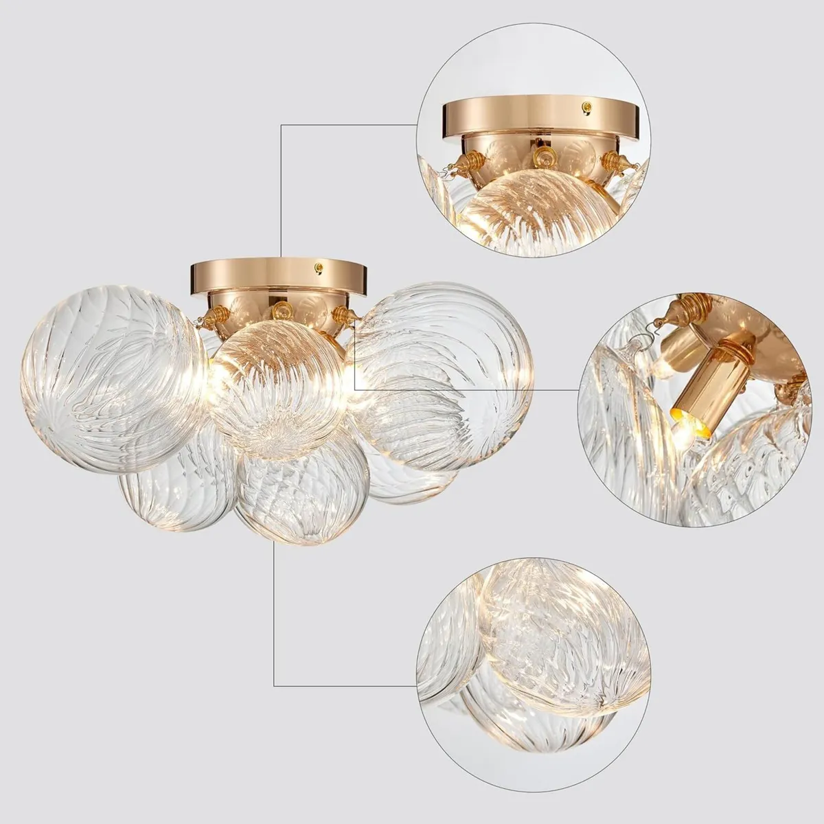 Modern Bubble Ceiling Light Fixture 4-Light Flush - Image 2