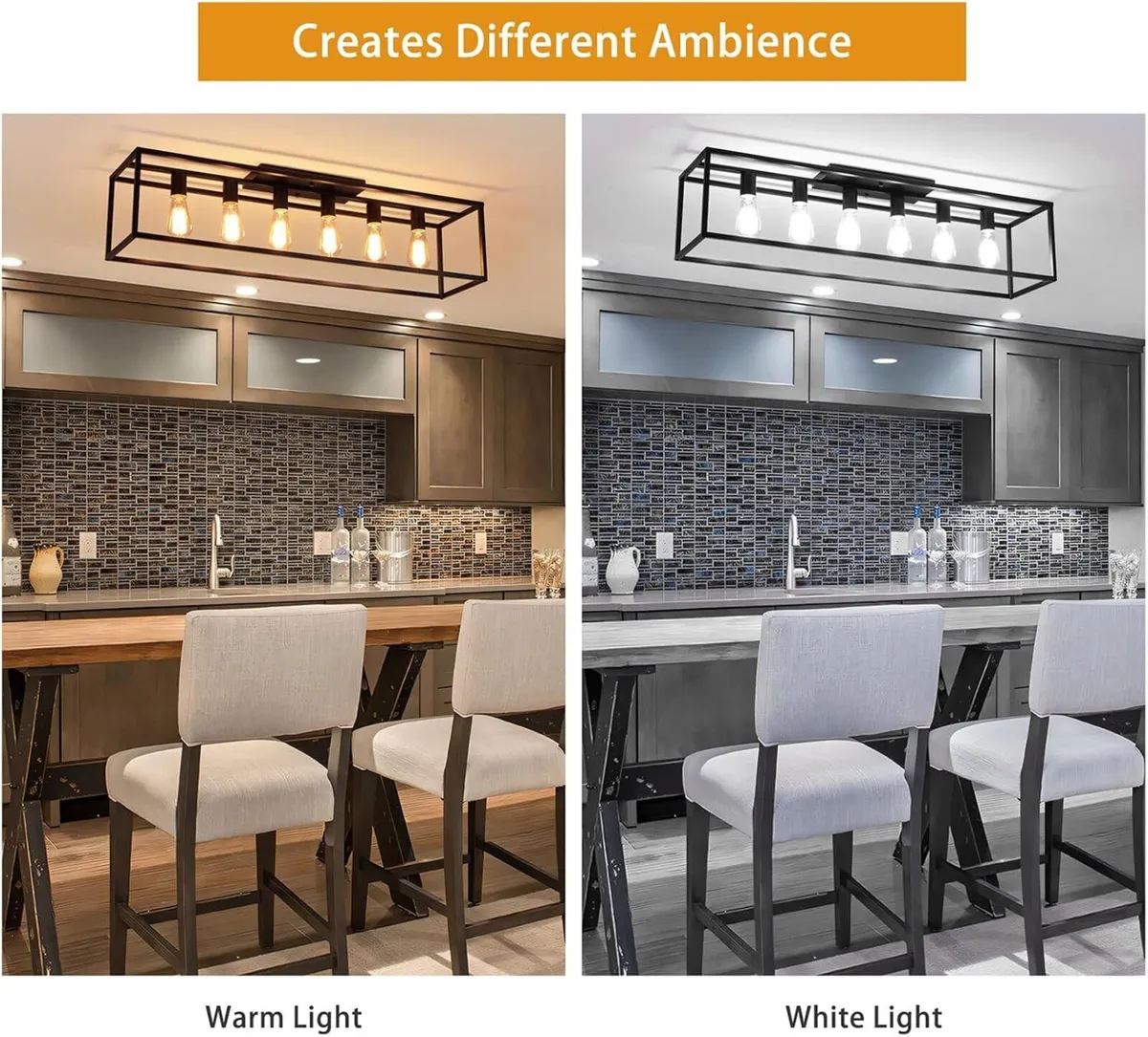 Retro Industrial Ceiling Light 6 Iron Cage Flush - Image 4