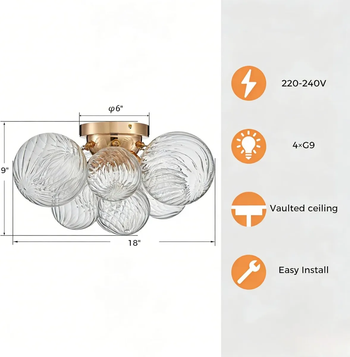 Modern Bubble Ceiling Light Fixture 4-Light Flush - Image 3