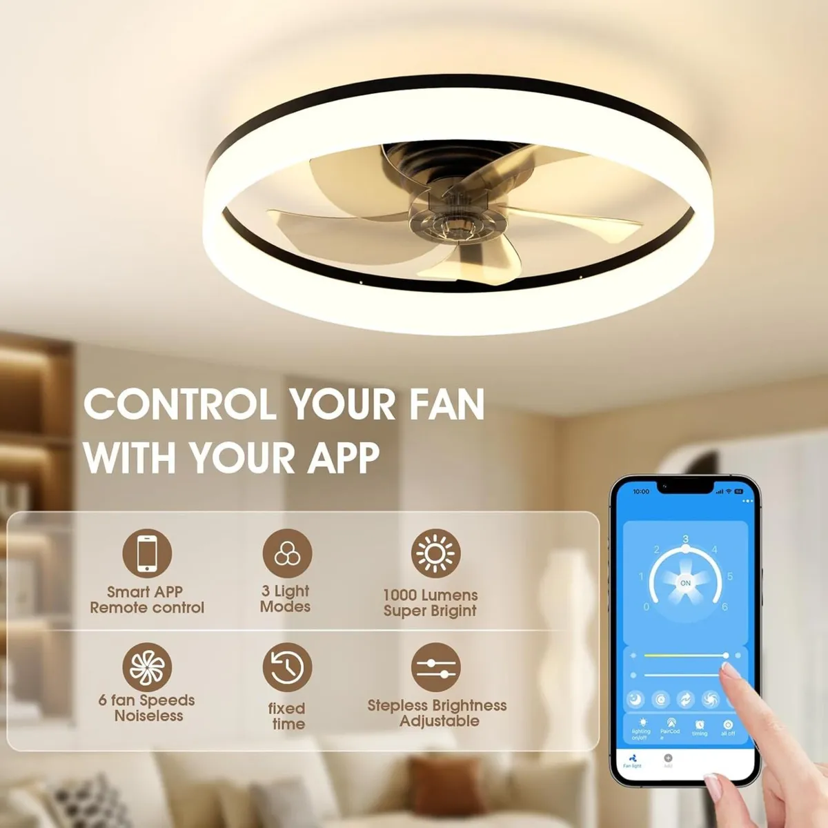 50CM LED Ceiling Fan with Lights and Remote - Image 3